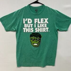 Marvel Hulk I’d Flex‎ Men’s M Green Graphic Tee Short Sleeve